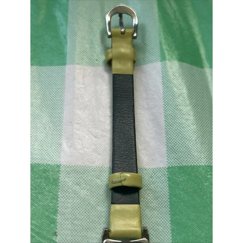 Silver Tone Greenish Yellow Band Women’s Quartz Watch